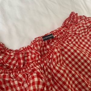 Brandy Melville Red and White Gingham Crop Top